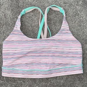 lululemon athletica Striped Energy Sports Bra - Pink and Aqua